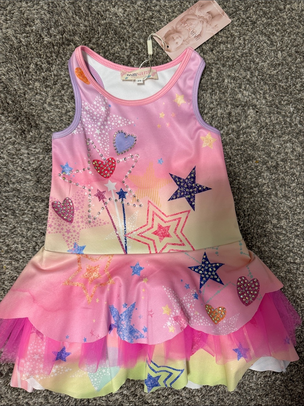 NWT Girls Pink Star Print Tutu Dress